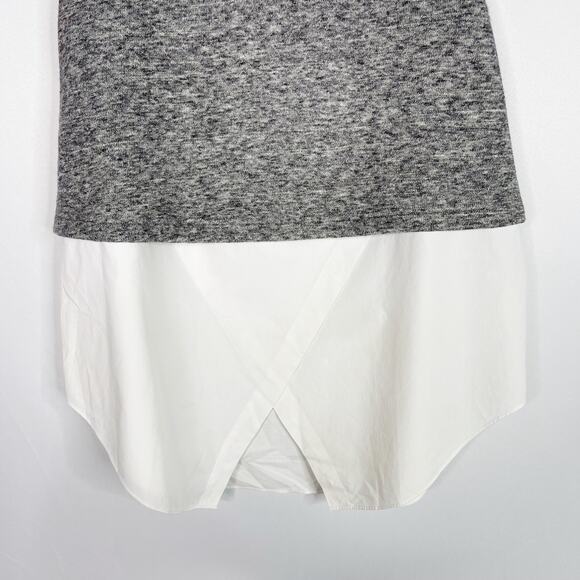 Derek Lam 10 Crosby Large L Gray White Wool Cotton Tiered Layered Tank Top Split - Picture 4 of 9